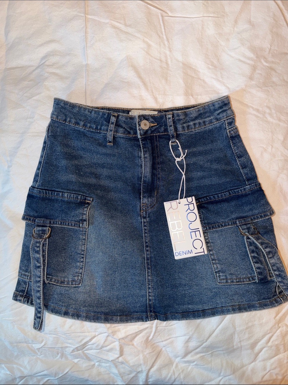 Project REBEL Denim Mini Skirt in Medium Blue